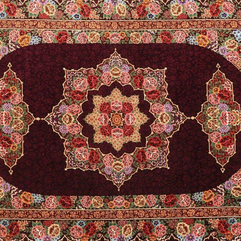 ペルシャ絨毯／エスファハーニヤン工房 128番 153×98cm イラン産 手織り  シルク100％ ラグ  ラグマット（FN-70350）の画像