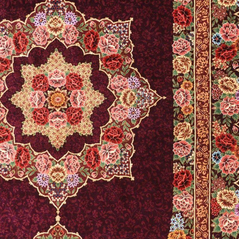 ペルシャ絨毯／エスファハーニヤン工房 128番 153×98cm イラン産 手織り  シルク100％ ラグ  ラグマット（FN-70350）の画像