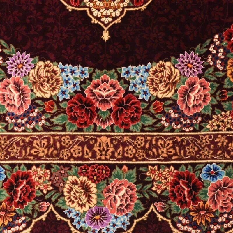 ペルシャ絨毯／エスファハーニヤン工房 128番 153×98cm イラン産 手織り  シルク100％ ラグ  ラグマット（FN-70350）の画像