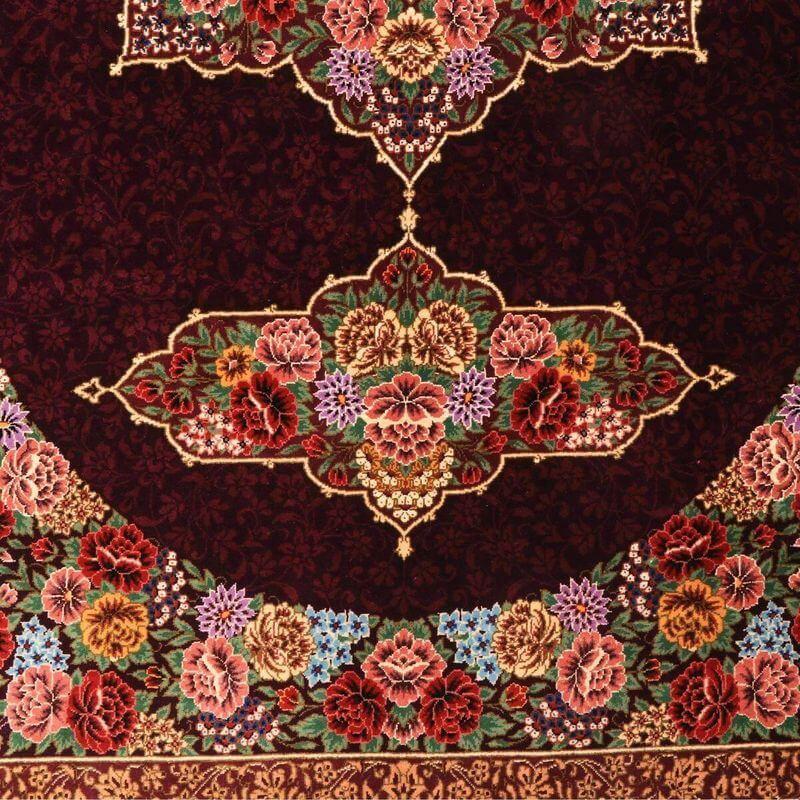 ペルシャ絨毯／エスファハーニヤン工房 128番 153×98cm イラン産 手織り  シルク100％ ラグ  ラグマット（FN-70350）の画像