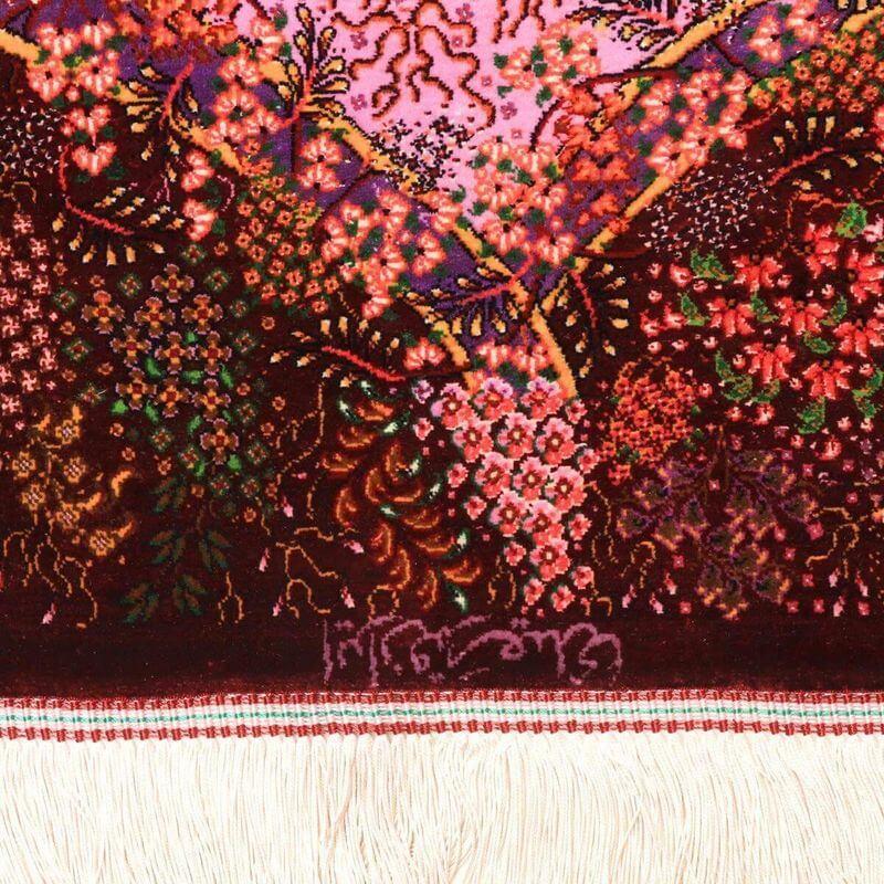 ペルシャ絨毯／サイーディー作 154×99cm イラン産 手織り  シルク100％ ラグ  ラグマット（FN-70351）の画像