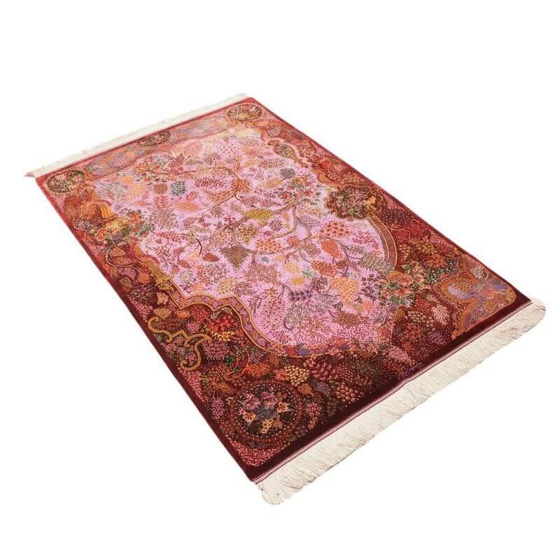 ペルシャ絨毯／サイーディー作 154×99cm イラン産 手織り  シルク100％ ラグ  ラグマット（FN-70351）の画像