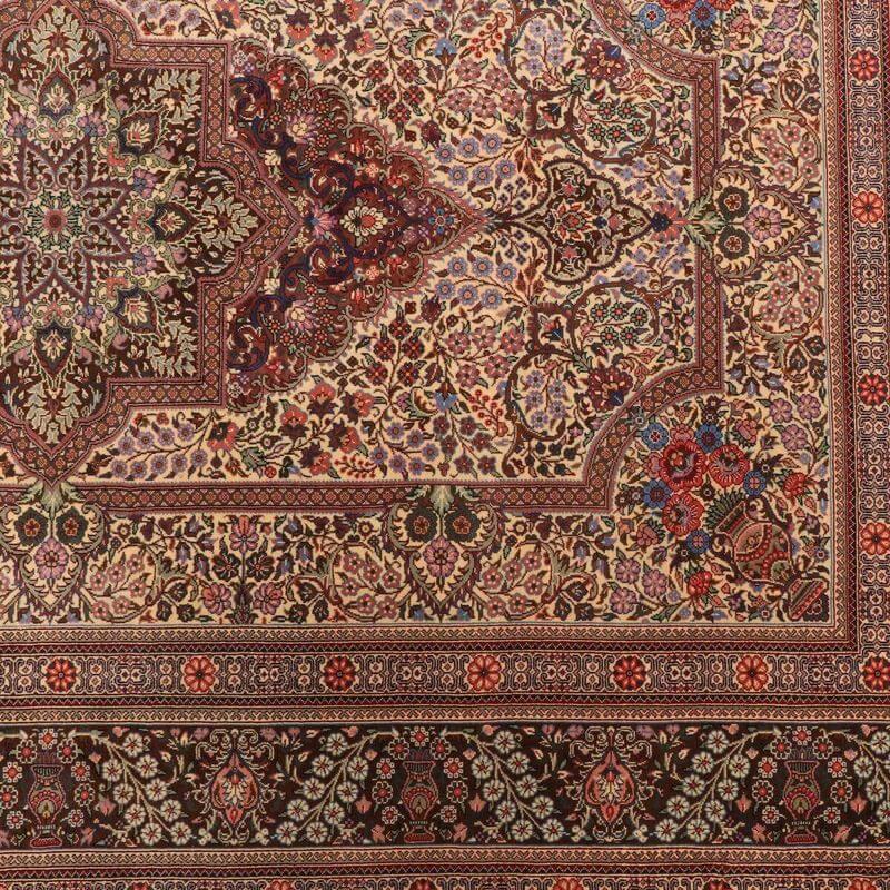 ペルシャ絨毯／ヌーリ工房 151×101cm イラン産 手織り  シルク100％ ラグ  ラグマット（FN-70352）の画像