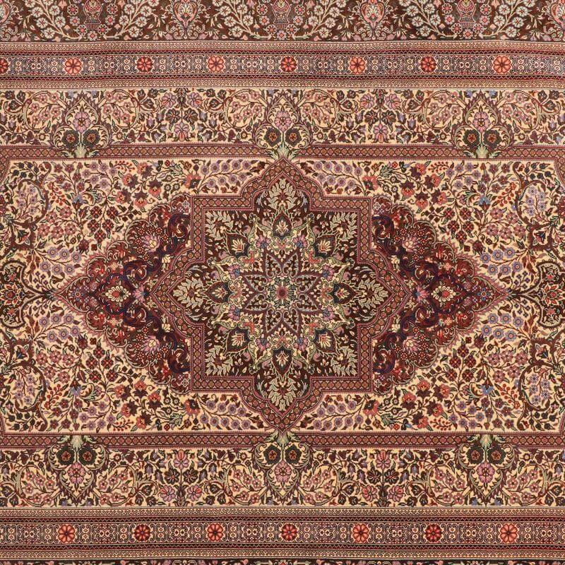 ペルシャ絨毯／ヌーリ工房 151×101cm イラン産 手織り  シルク100％ ラグ  ラグマット（FN-70352）の画像