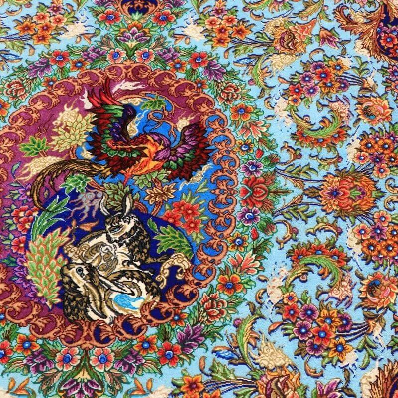 ペルシャ絨毯／ホセイン・シーラーズィー作 152×100cm イラン産 手織り  シルク100％ ラグ  ラグマット（FN-70353）の画像