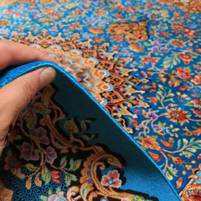 ペルシャ絨毯／メフルバフ工房 150×98cm イラン産 手織り  シルク100％ ラグ  ラグマット（FN-70354）の画像