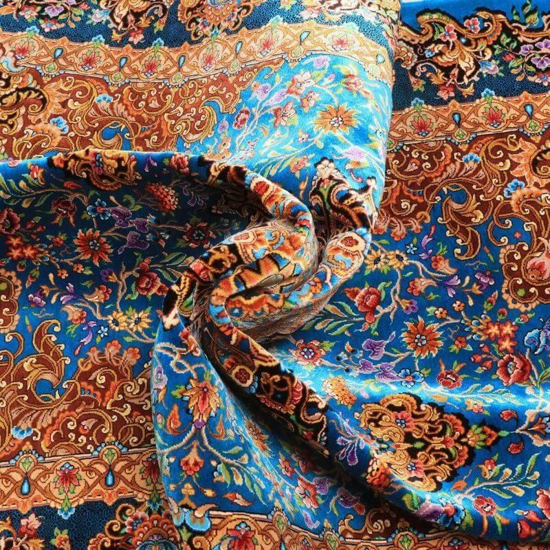 ペルシャ絨毯／メフルバフ工房 150×98cm イラン産 手織り  シルク100％ ラグ  ラグマット（FN-70354）の画像