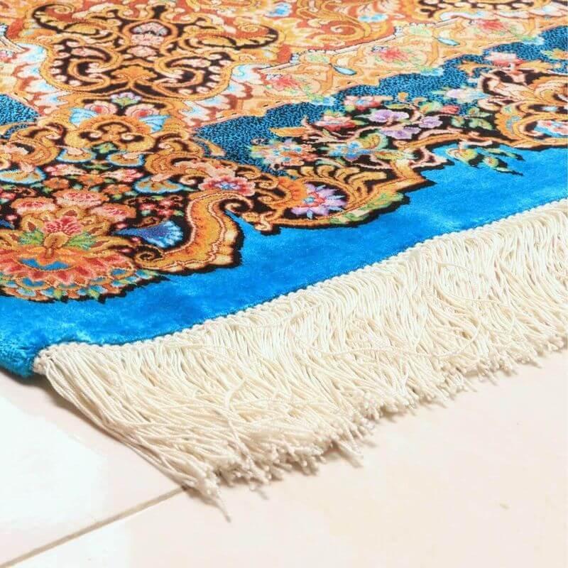 ペルシャ絨毯／メフルバフ工房 150×98cm イラン産 手織り  シルク100％ ラグ  ラグマット（FN-70354）の画像