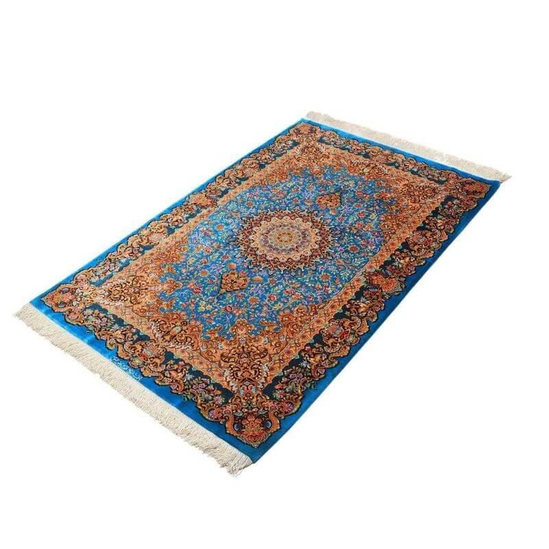 ペルシャ絨毯／メフルバフ工房 150×98cm イラン産 手織り  シルク100％ ラグ  ラグマット（FN-70354）の画像