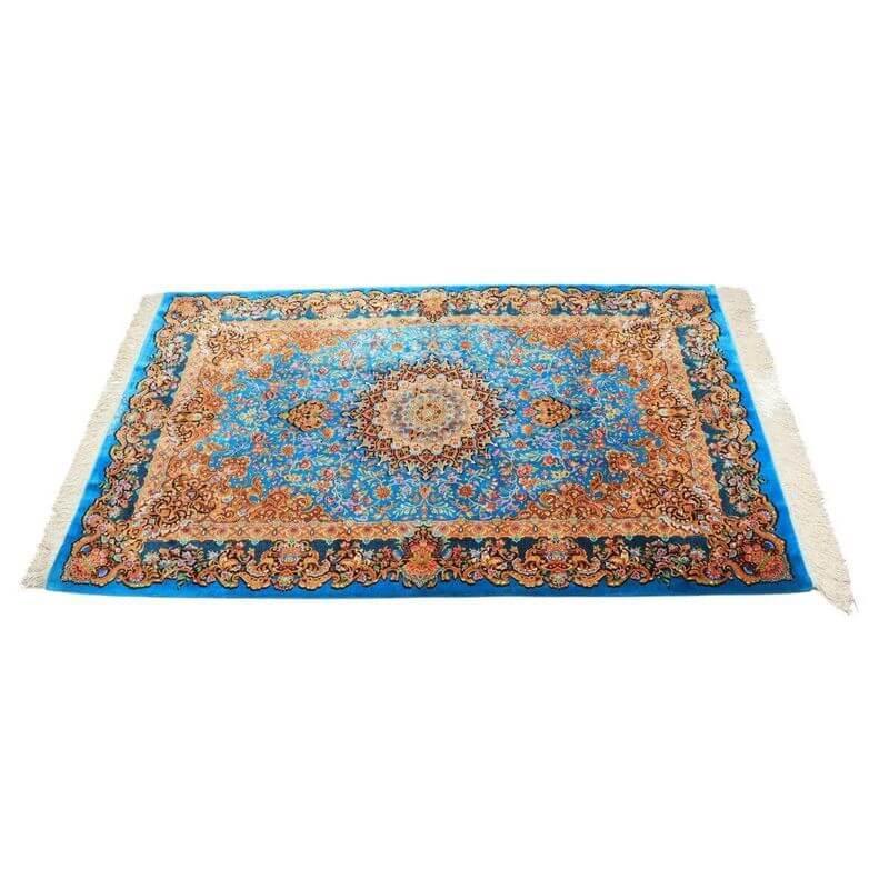 ペルシャ絨毯／メフルバフ工房 150×98cm イラン産 手織り  シルク100％ ラグ  ラグマット（FN-70354）の画像
