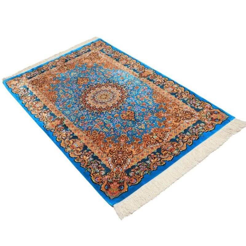 ペルシャ絨毯／メフルバフ工房 150×98cm イラン産 手織り  シルク100％ ラグ  ラグマット（FN-70354）の画像