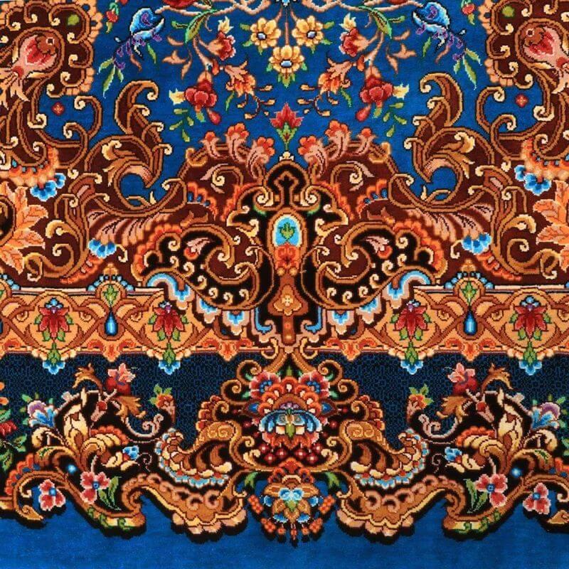 ペルシャ絨毯／メフルバフ工房 150×98cm イラン産 手織り  シルク100％ ラグ  ラグマット（FN-70354）の画像