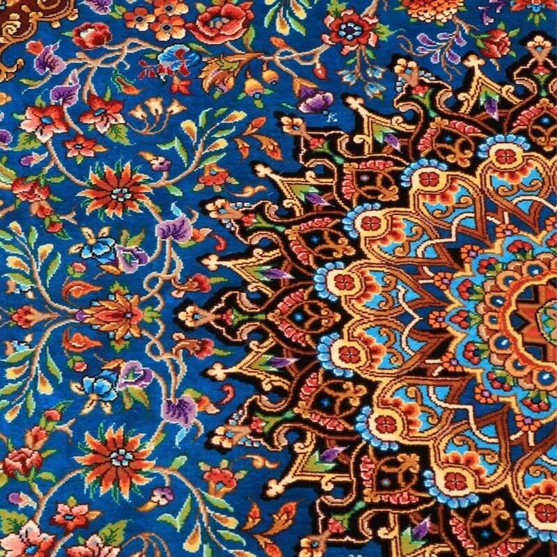 ペルシャ絨毯／メフルバフ工房 150×98cm イラン産 手織り  シルク100％ ラグ  ラグマット（FN-70354）の画像