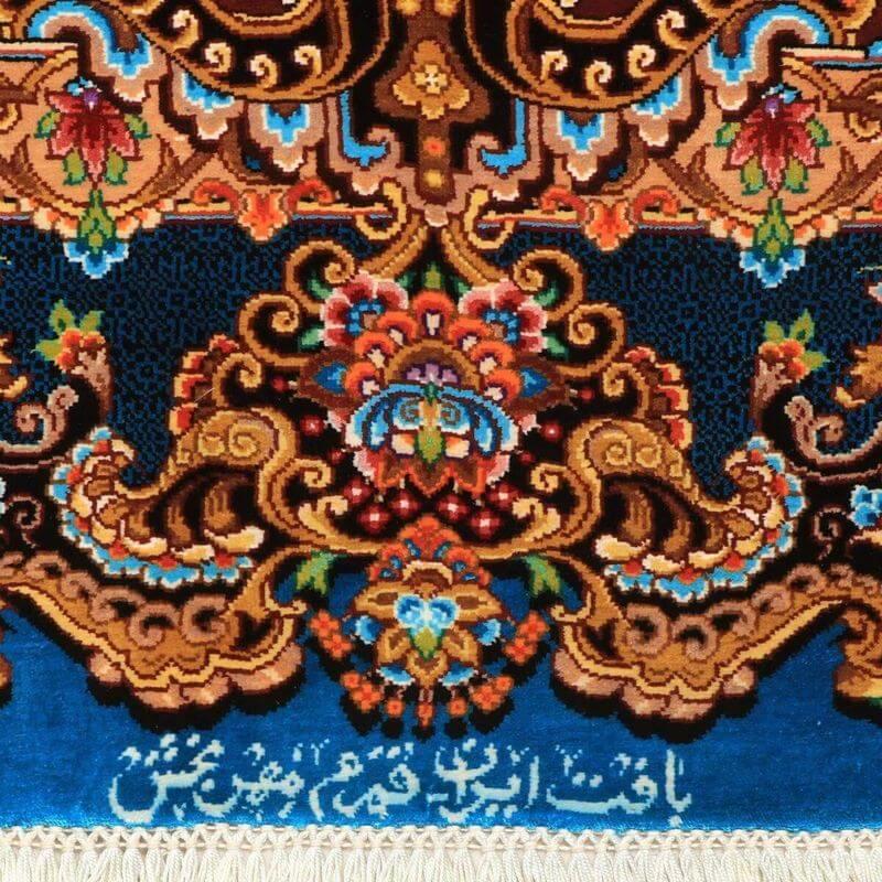 ペルシャ絨毯／メフルバフ工房 150×98cm イラン産 手織り  シルク100％ ラグ  ラグマット（FN-70354）の画像