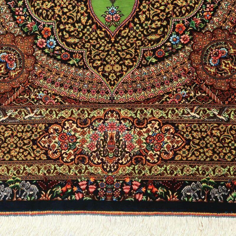 ペルシャ絨毯／ジャムシーディー工房 148×101cm イラン産 手織り  シルク100％ ラグ  ラグマット（FN-70355）の画像