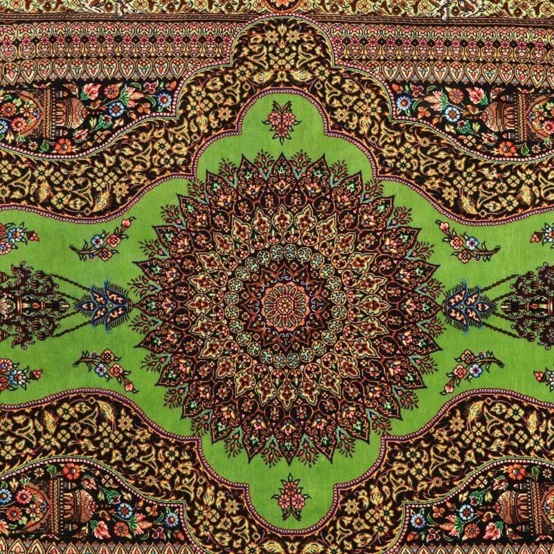 ペルシャ絨毯／ジャムシーディー工房 148×101cm イラン産 手織り  シルク100％ ラグ  ラグマット（FN-70355）の画像
