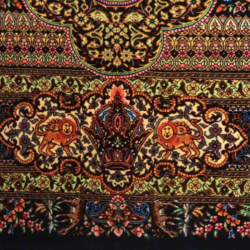 ペルシャ絨毯／ジャムシーディー工房 148×101cm イラン産 手織り  シルク100％ ラグ  ラグマット（FN-70355）の画像