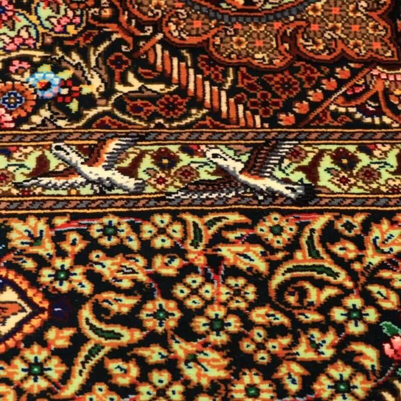 ペルシャ絨毯／ジャムシーディー工房 148×101cm イラン産 手織り  シルク100％ ラグ  ラグマット（FN-70355）の画像