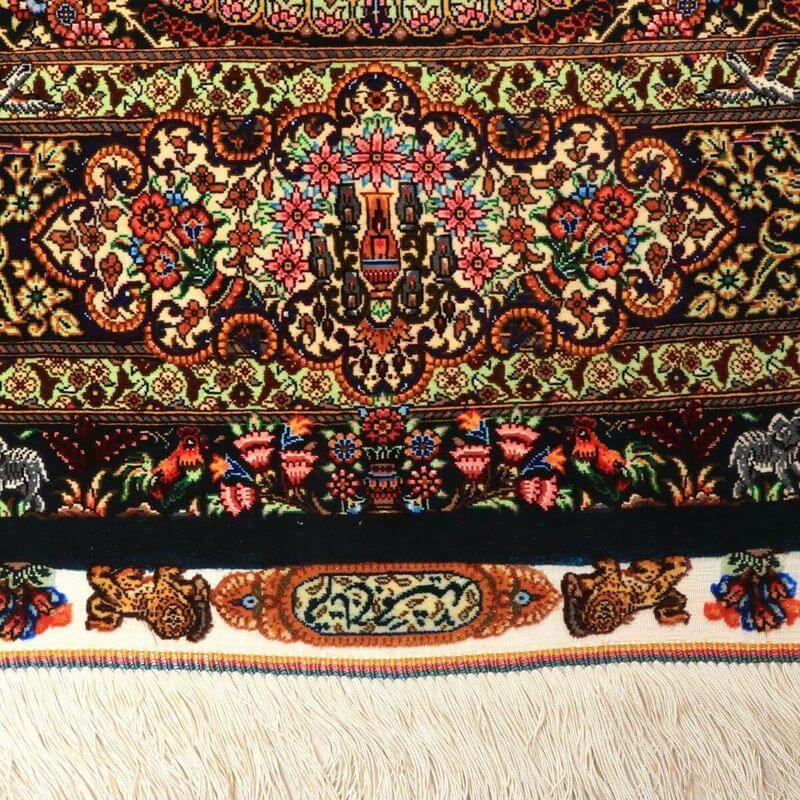 ペルシャ絨毯／ジャムシーディー工房 148×101cm イラン産 手織り  シルク100％ ラグ  ラグマット（FN-70355）の画像