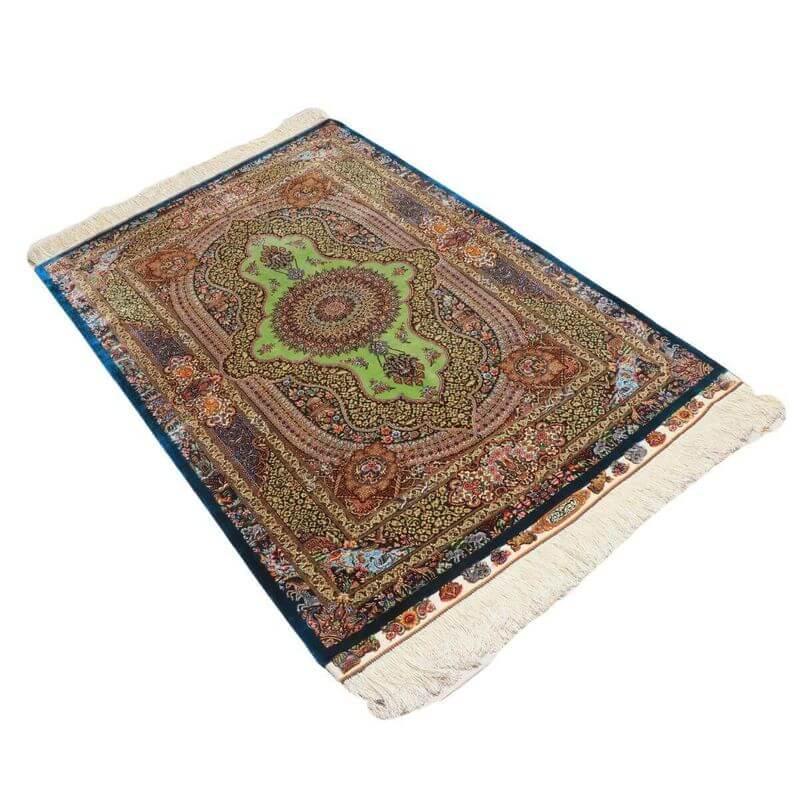 ペルシャ絨毯／ジャムシーディー工房 148×101cm イラン産 手織り  シルク100％ ラグ  ラグマット（FN-70355）の画像