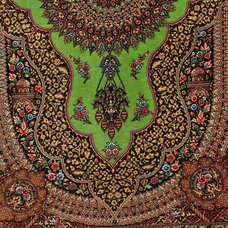ペルシャ絨毯／ジャムシーディー工房 148×101cm イラン産 手織り  シルク100％ ラグ  ラグマット（FN-70355）の画像