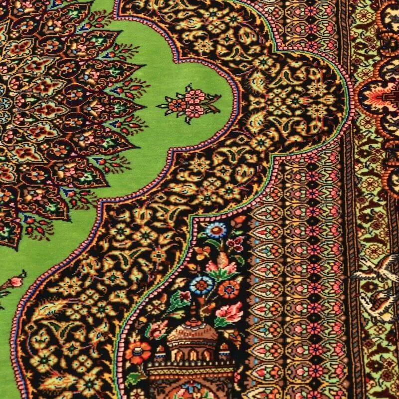 ペルシャ絨毯／ジャムシーディー工房 148×101cm イラン産 手織り  シルク100％ ラグ  ラグマット（FN-70355）の画像