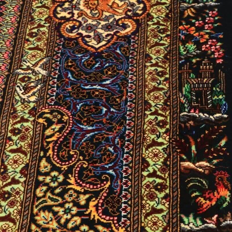 ペルシャ絨毯／ジャムシーディー工房 148×101cm イラン産 手織り  シルク100％ ラグ  ラグマット（FN-70355）の画像