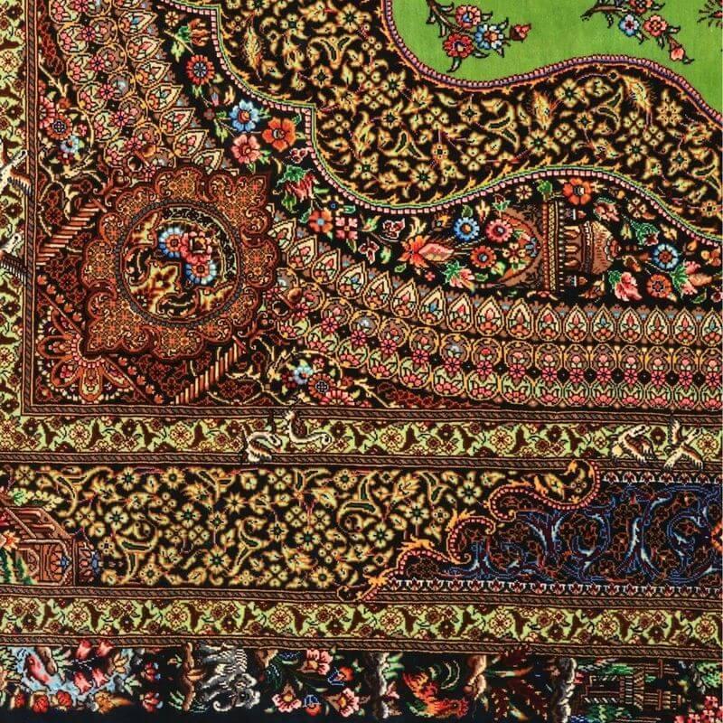 ペルシャ絨毯／ジャムシーディー工房 148×101cm イラン産 手織り  シルク100％ ラグ  ラグマット（FN-70355）の画像