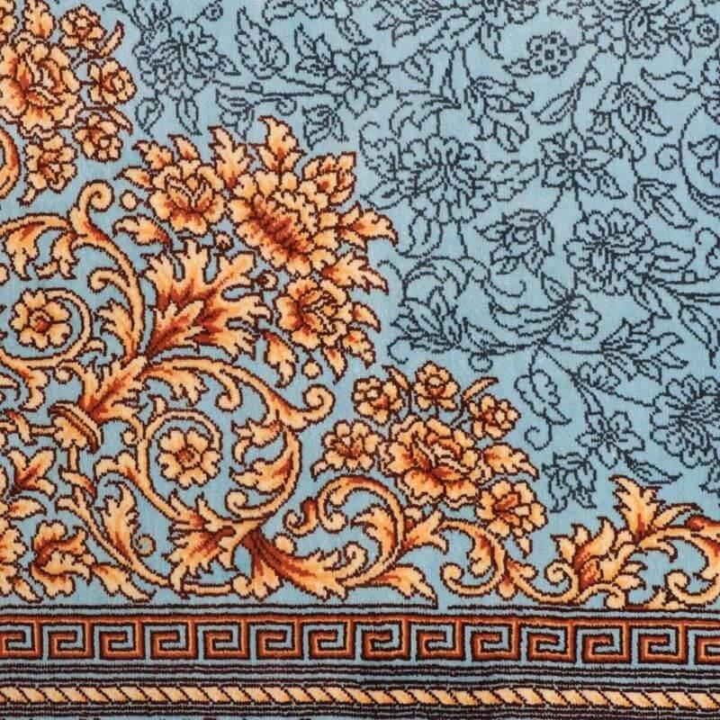 ペルシャ絨毯／ヌーリ工房 158×102cm イラン産 手織り  シルク100％ ラグ  ラグマット（FN-70356）の画像