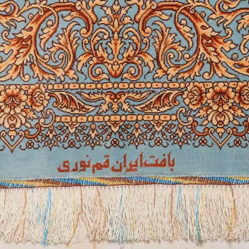 ペルシャ絨毯／ヌーリ工房 158×102cm イラン産 手織り  シルク100％ ラグ  ラグマット（FN-70356）の画像
