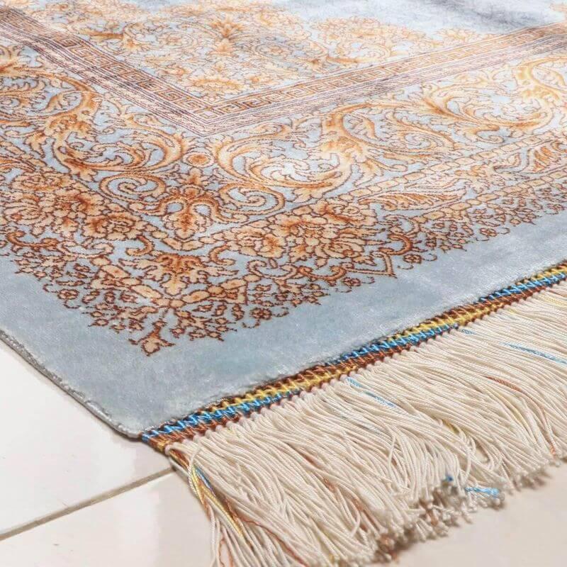 ペルシャ絨毯／ヌーリ工房 158×102cm イラン産 手織り  シルク100％ ラグ  ラグマット（FN-70356）の画像