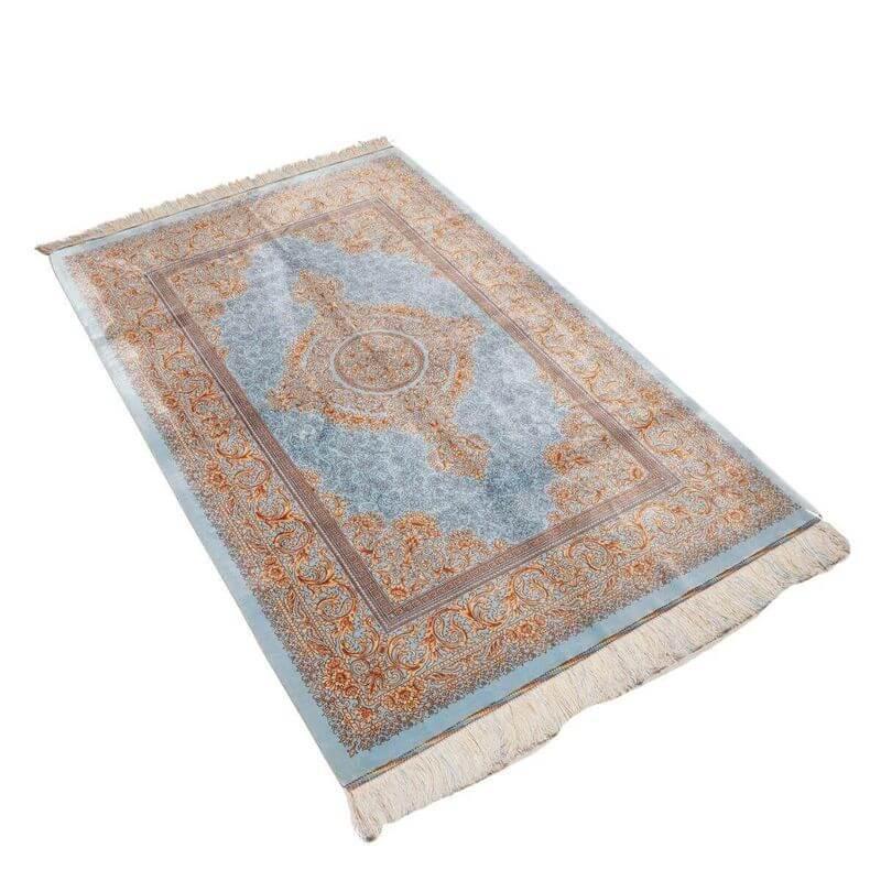 ペルシャ絨毯／ヌーリ工房 158×102cm イラン産 手織り  シルク100％ ラグ  ラグマット（FN-70356）の画像