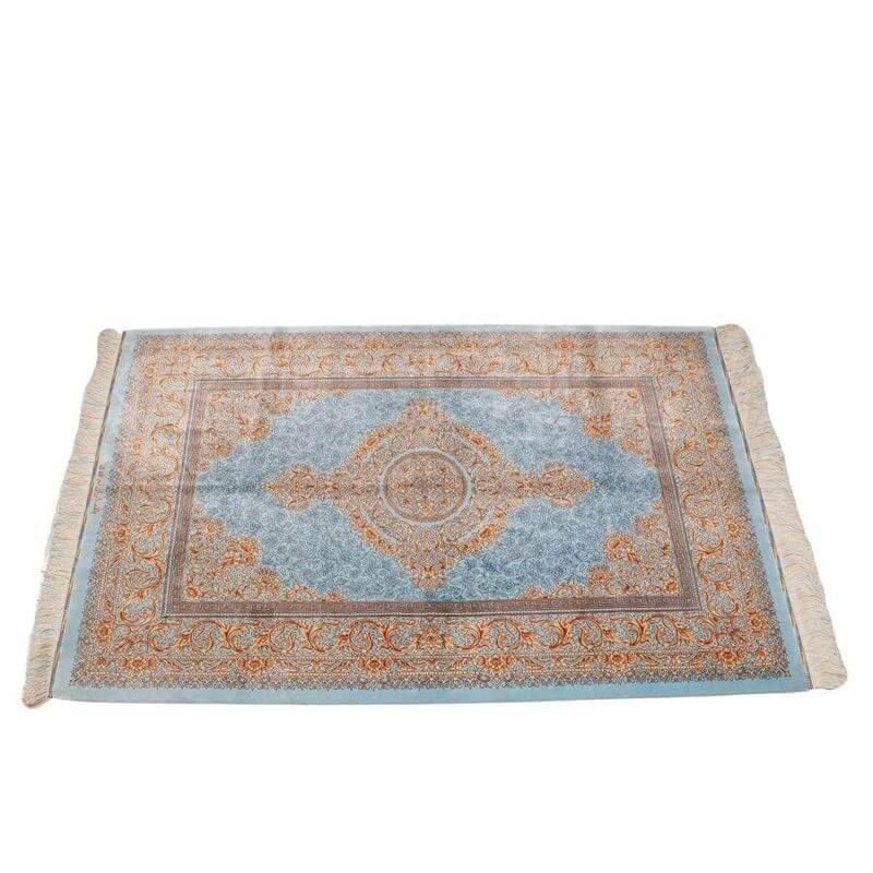 ペルシャ絨毯／ヌーリ工房 158×102cm イラン産 手織り  シルク100％ ラグ  ラグマット（FN-70356）の画像