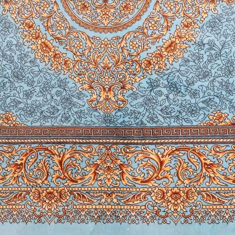 ペルシャ絨毯／ヌーリ工房 158×102cm イラン産 手織り  シルク100％ ラグ  ラグマット（FN-70356）の画像