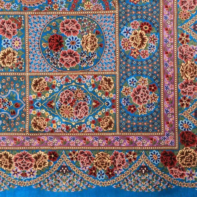 ペルシャ絨毯／エスファハーニヤン工房 128番 154×100cm イラン産 手織り  シルク100％ ラグ  ラグマット（FN-70357）の画像