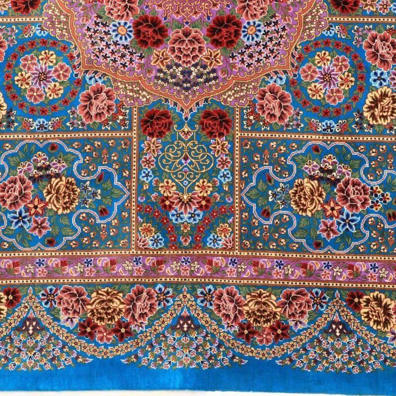 ペルシャ絨毯／エスファハーニヤン工房 128番 154×100cm イラン産 手織り  シルク100％ ラグ  ラグマット（FN-70357）の画像