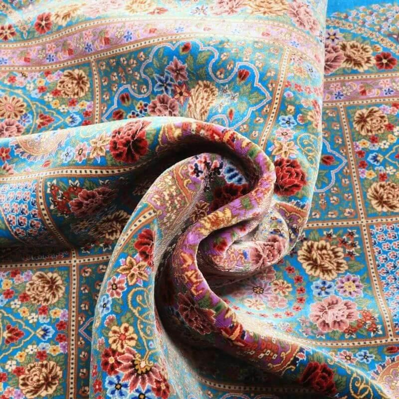 ペルシャ絨毯／エスファハーニヤン工房 128番 154×100cm イラン産 手織り  シルク100％ ラグ  ラグマット（FN-70357）の画像