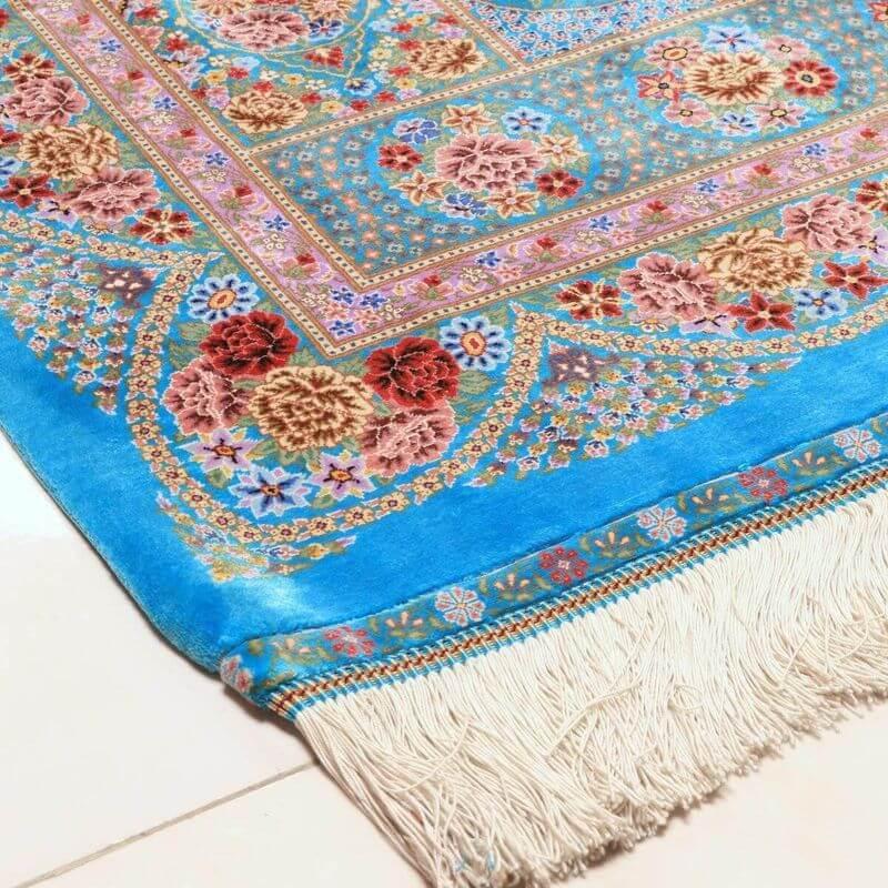 ペルシャ絨毯／エスファハーニヤン工房 128番 154×100cm イラン産 手織り  シルク100％ ラグ  ラグマット（FN-70357）の画像