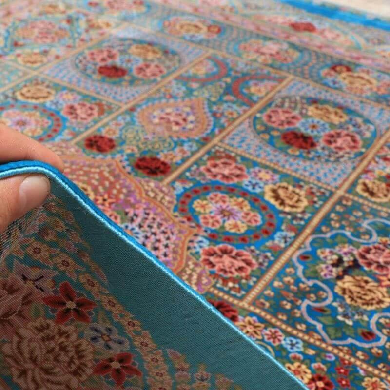ペルシャ絨毯／エスファハーニヤン工房 128番 154×100cm イラン産 手織り  シルク100％ ラグ  ラグマット（FN-70357）の画像