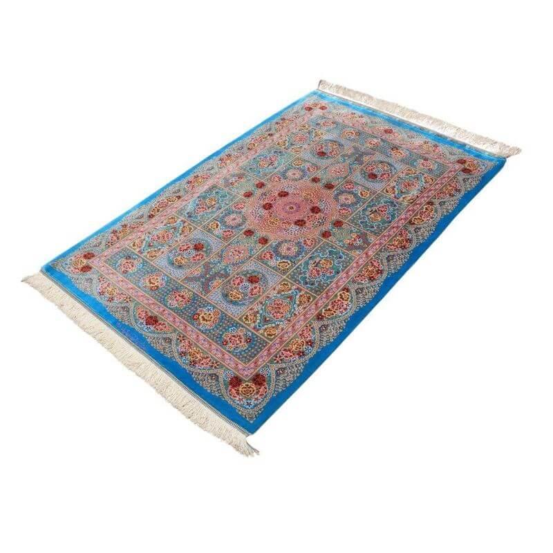 ペルシャ絨毯／エスファハーニヤン工房 128番 154×100cm イラン産 手織り  シルク100％ ラグ  ラグマット（FN-70357）の画像