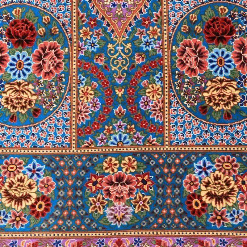 ペルシャ絨毯／エスファハーニヤン工房 128番 154×100cm イラン産 手織り  シルク100％ ラグ  ラグマット（FN-70357）の画像