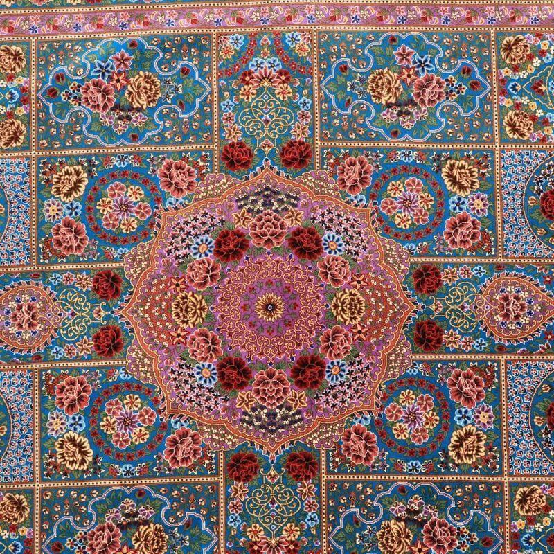 ペルシャ絨毯／エスファハーニヤン工房 128番 154×100cm イラン産 手織り  シルク100％ ラグ  ラグマット（FN-70357）の画像