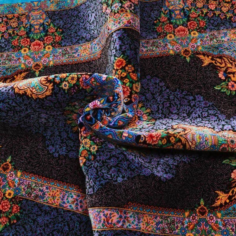 ペルシャ絨毯／エスファハーニヤン工房 128番 155×99cm イラン産 手織り  シルク100％ ラグ  ラグマット（FN-70358）の画像