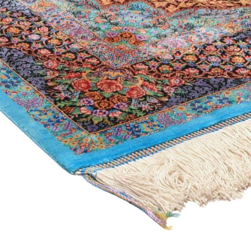 ペルシャ絨毯／エスファハーニヤン工房 128番 155×99cm イラン産 手織り  シルク100％ ラグ  ラグマット（FN-70358）の画像
