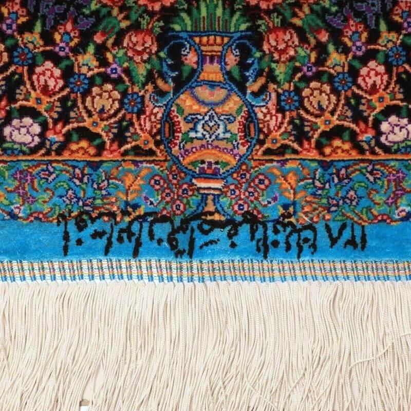 ペルシャ絨毯／エスファハーニヤン工房 128番 155×99cm イラン産 手織り  シルク100％ ラグ  ラグマット（FN-70358）の画像