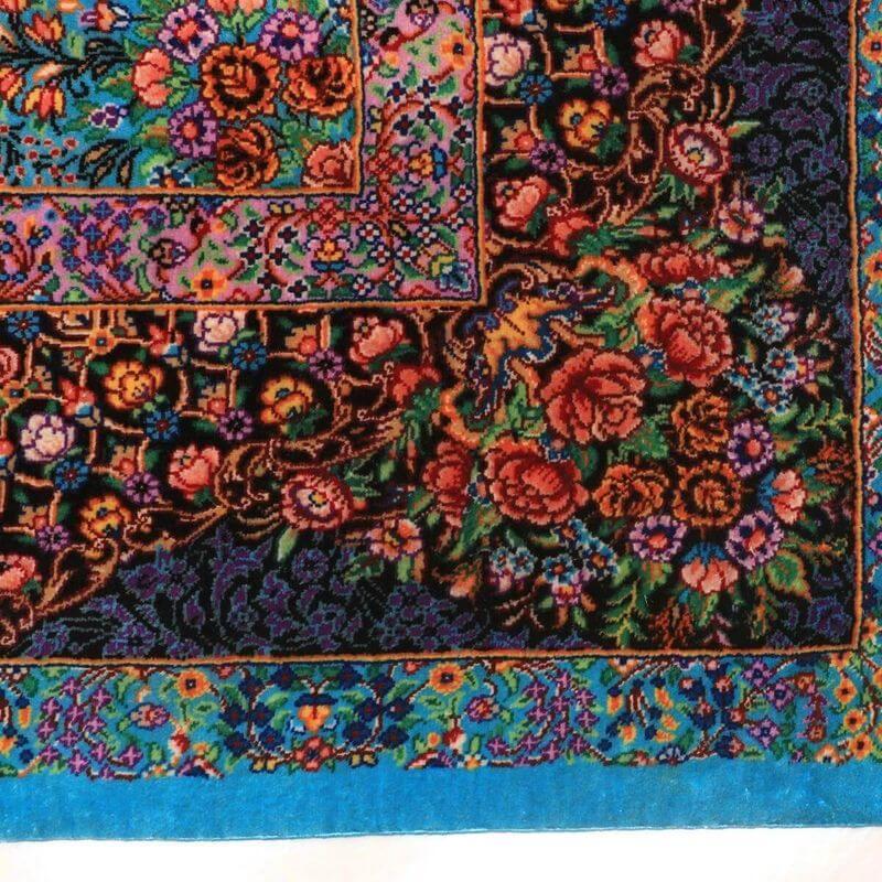 ペルシャ絨毯／エスファハーニヤン工房 128番 155×99cm イラン産 手織り  シルク100％ ラグ  ラグマット（FN-70358）の画像