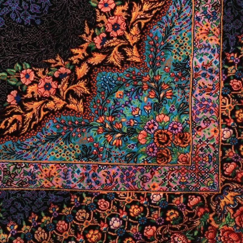 ペルシャ絨毯／エスファハーニヤン工房 128番 155×99cm イラン産 手織り  シルク100％ ラグ  ラグマット（FN-70358）の画像
