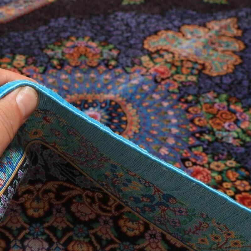 ペルシャ絨毯／エスファハーニヤン工房 128番 155×99cm イラン産 手織り  シルク100％ ラグ  ラグマット（FN-70358）の画像