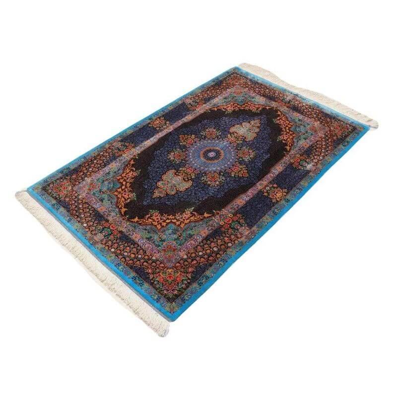 ペルシャ絨毯／エスファハーニヤン工房 128番 155×99cm イラン産 手織り  シルク100％ ラグ  ラグマット（FN-70358）の画像