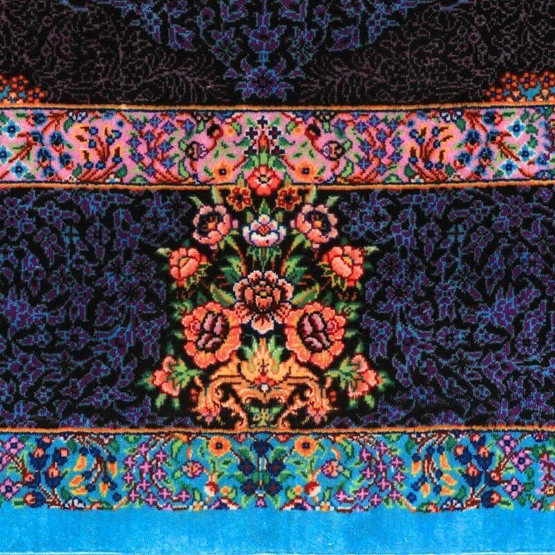 ペルシャ絨毯／エスファハーニヤン工房 128番 155×99cm イラン産 手織り  シルク100％ ラグ  ラグマット（FN-70358）の画像